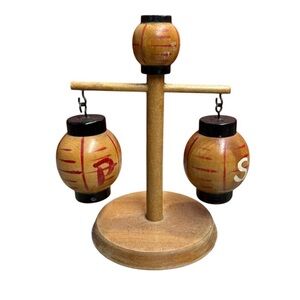 Vintage Wood Oriental Hanging Lantern Salt Pepper Shakers
